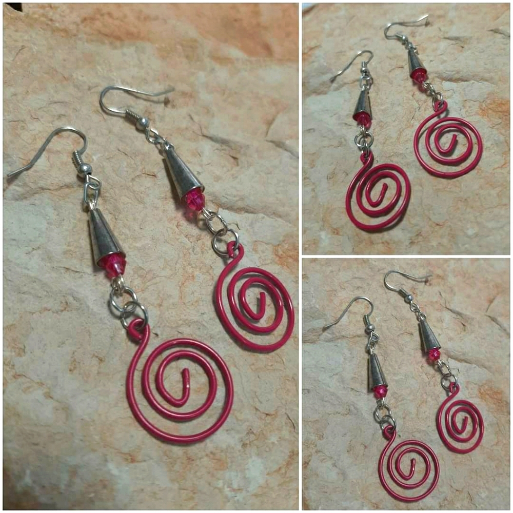 Spiral pink earrings